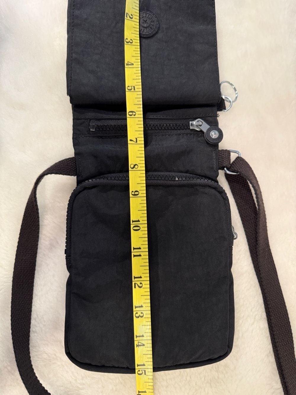 Kipling Black Nylon Crossbody Bag Small Travel Organizer Zip Pockets - Picture 12 of 15